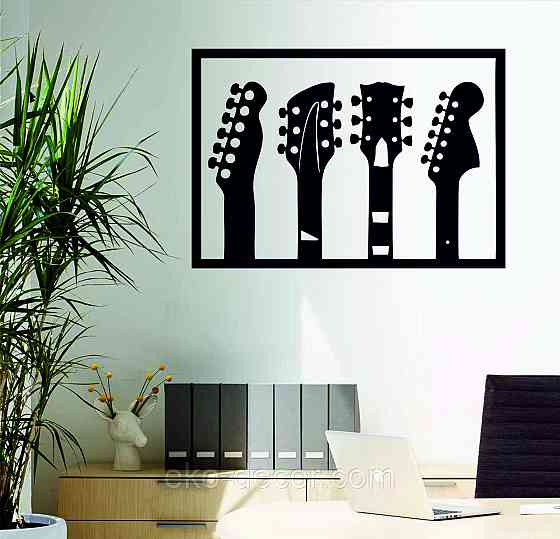 Декоративное настенное Панно «Гитара» Декор на стену 110*77 см, Черный Киев