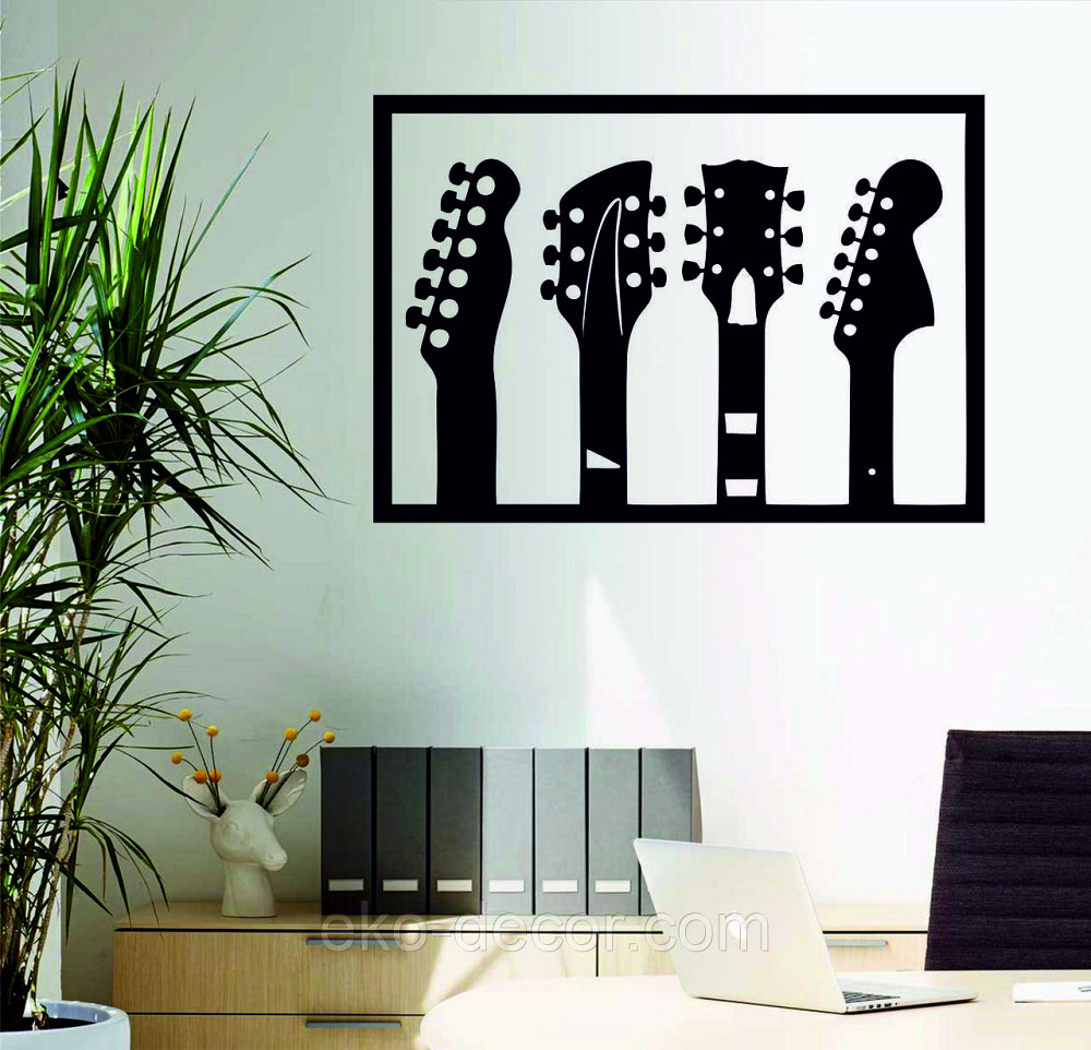 Декоративное настенное Панно «Гитара» Декор на стену 110*77 см, Черный Киев - изображение 3