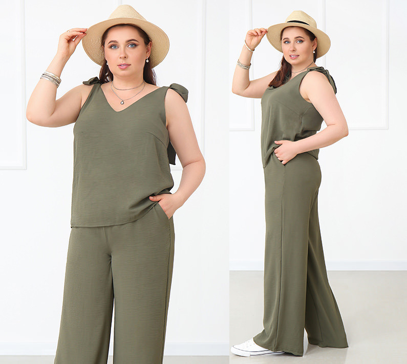 Летний женский костюм с широкими брюками Ясмин батал Киев - изображение 3