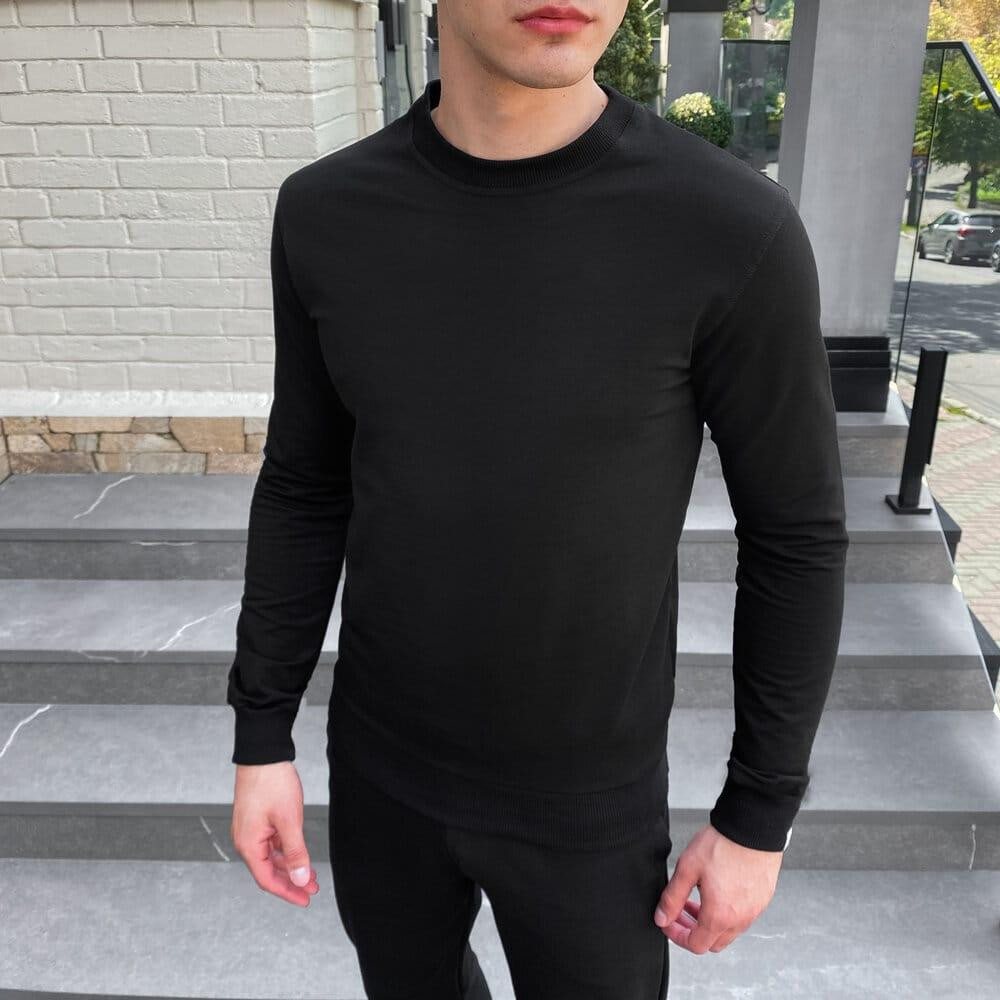 Світшот чоловічий однотонний чорний Pobedov 001 Київ - фото 5