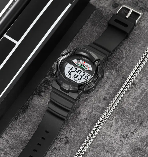 Чоловічий спортивний годинник Skmei 2153 (Чорний з білим циферблатом) Вінниця - фото 5