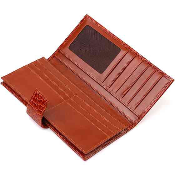 Ультрамодний гаманець для чоловіків з натуральної шкіри з тисненням під крокодила CANPELLINI 21918 Рудий Київ