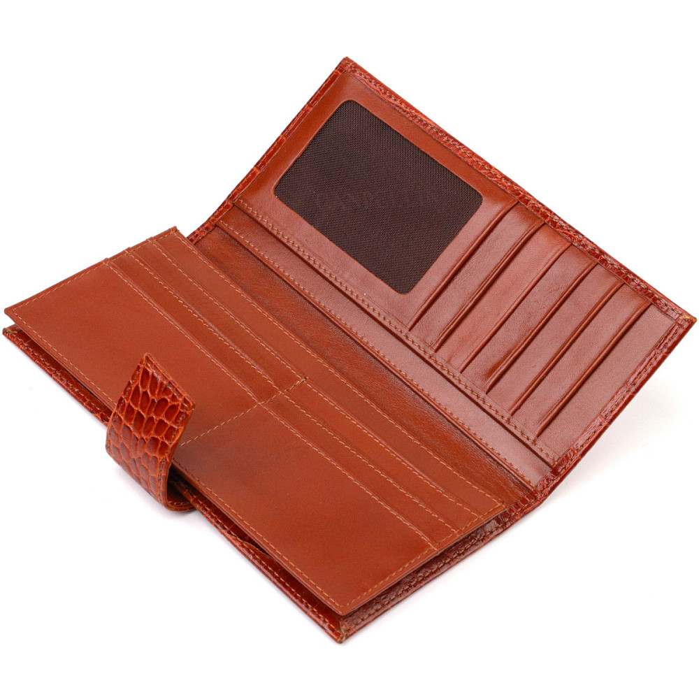 Ультрамодный кошелек для мужчин из натуральной кожи с тиснением под крокодила CANPELLINI 21918 Рыжий Киев - изображение 5