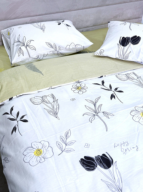 Ecotton Комплект постільної білизни Ecotton полуторний 150х215 см Квіти на білому 24303 Коломия - фото 3