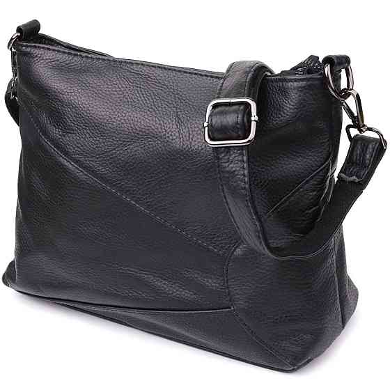 Небольшая женская сумка с двумя ремешками из натуральной кожи Vintage 23014 Черный Киев