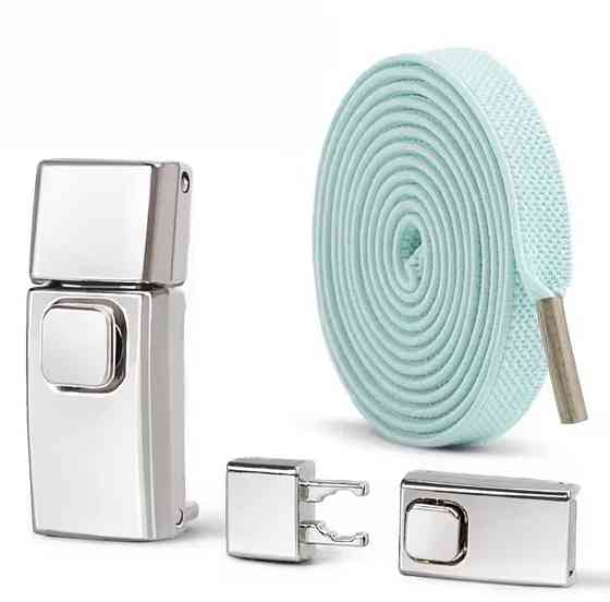 Еластичні шнурки без зав'язок з металевими застібками Світло-бірюзовий Смела