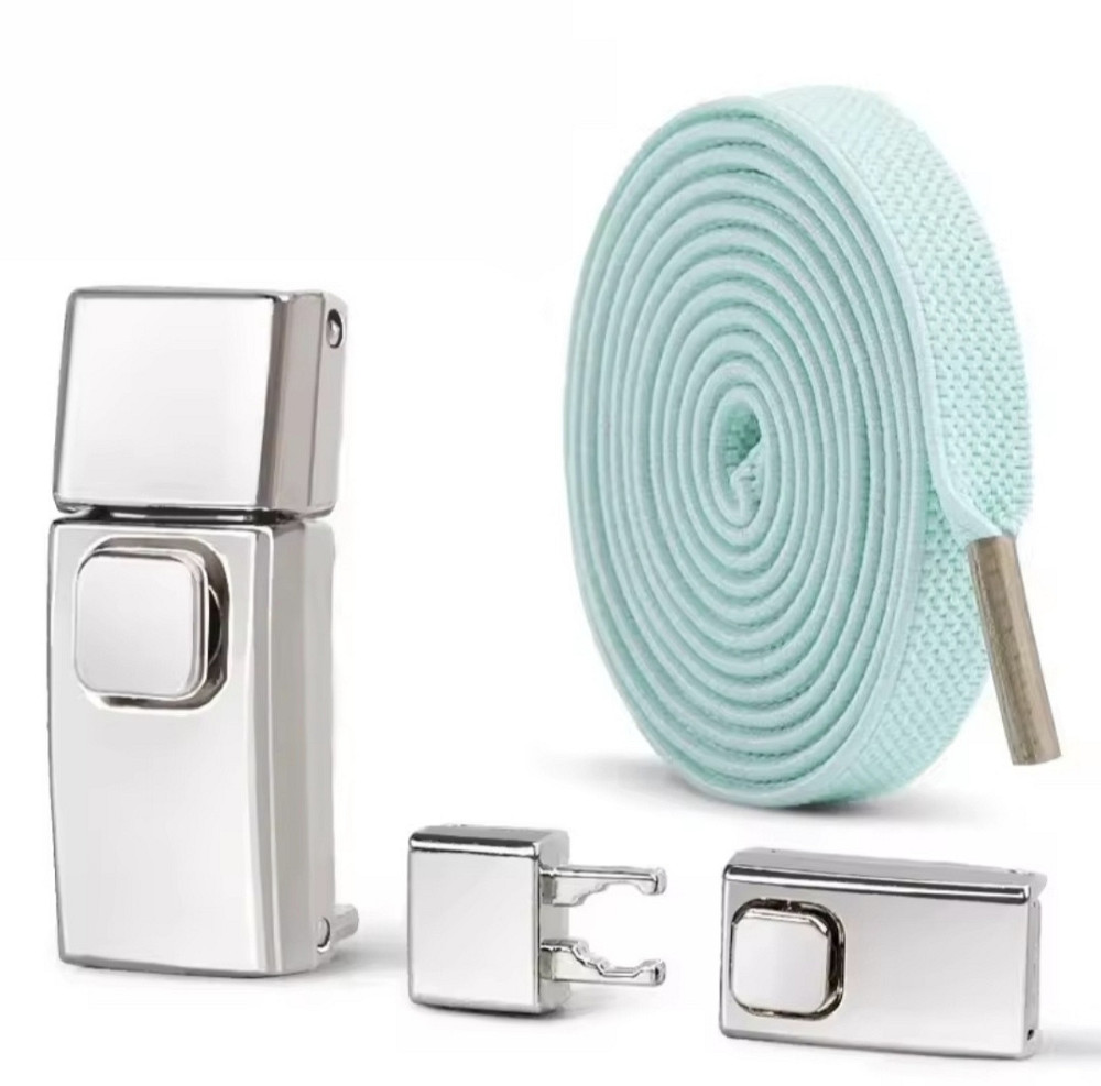 Еластичні шнурки без зав'язок з металевими застібками Світло-бірюзовий Смела - изображение 1