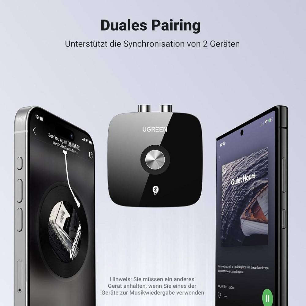 Аудіоадаптер Bluetooth UGREEN BTA-202 чорний Bluetooth 5.1 aptX HD Low Latency ресивер RCA/3.5 мм Dual Pairing для колонок стерео Київ - фото 2