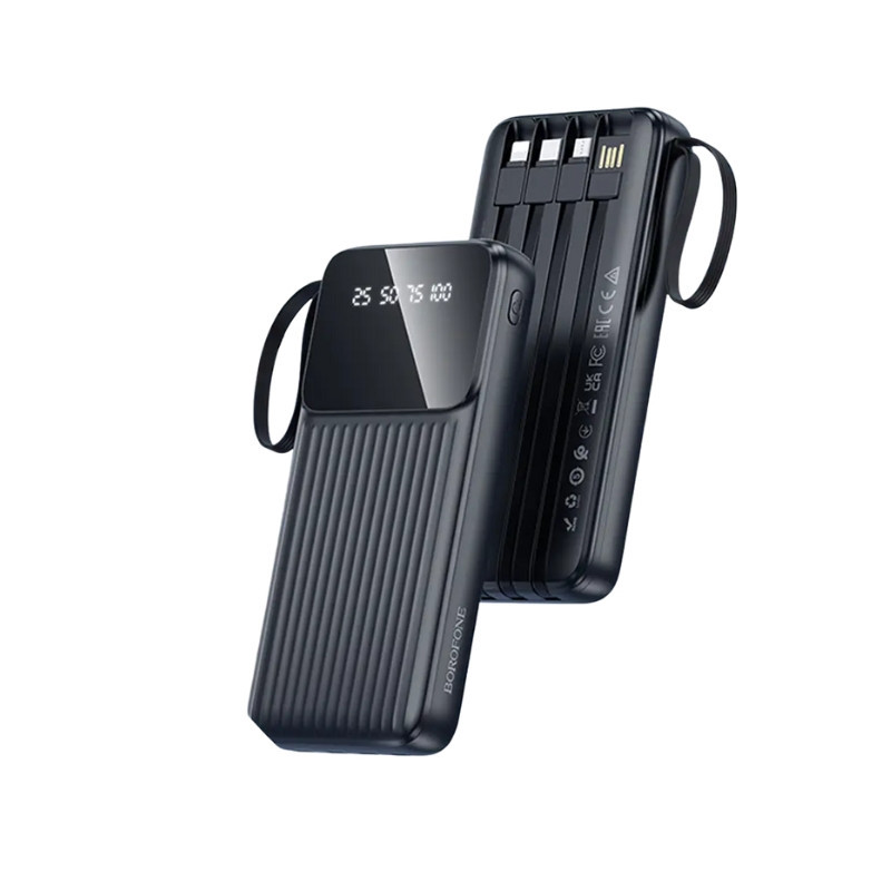 Зовнішній акумулятор BOROFONE BJ76 Smart power bank with 4 cables(10000mAh) Black Київ - фото 5
