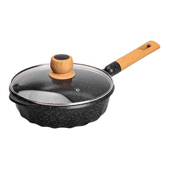 Алюмінієвий сотейник 2,7 л з мармуровим антипригарним покриттям Ø 24 см чорний HP-4-436B Коломия