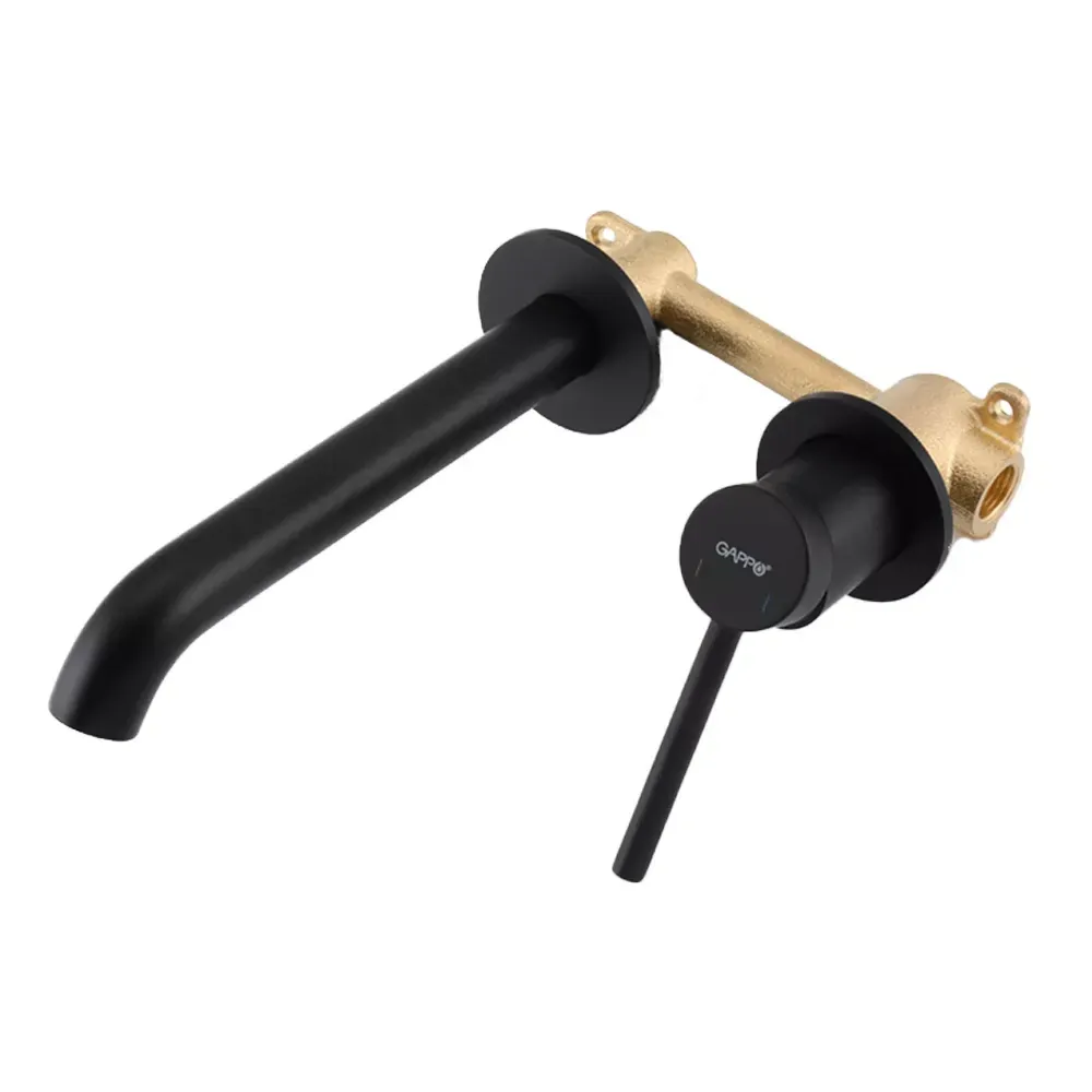 Змішувач для умивальника настінний Gappo G1206-6 чорний Київ - фото 1