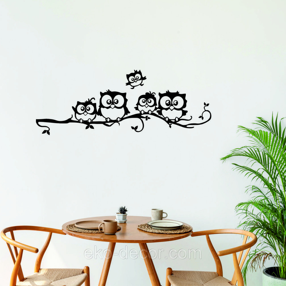 Декоративное настенное Панно «Совушки», Декор на стену 70*18 см, Черный Киев - изображение 1