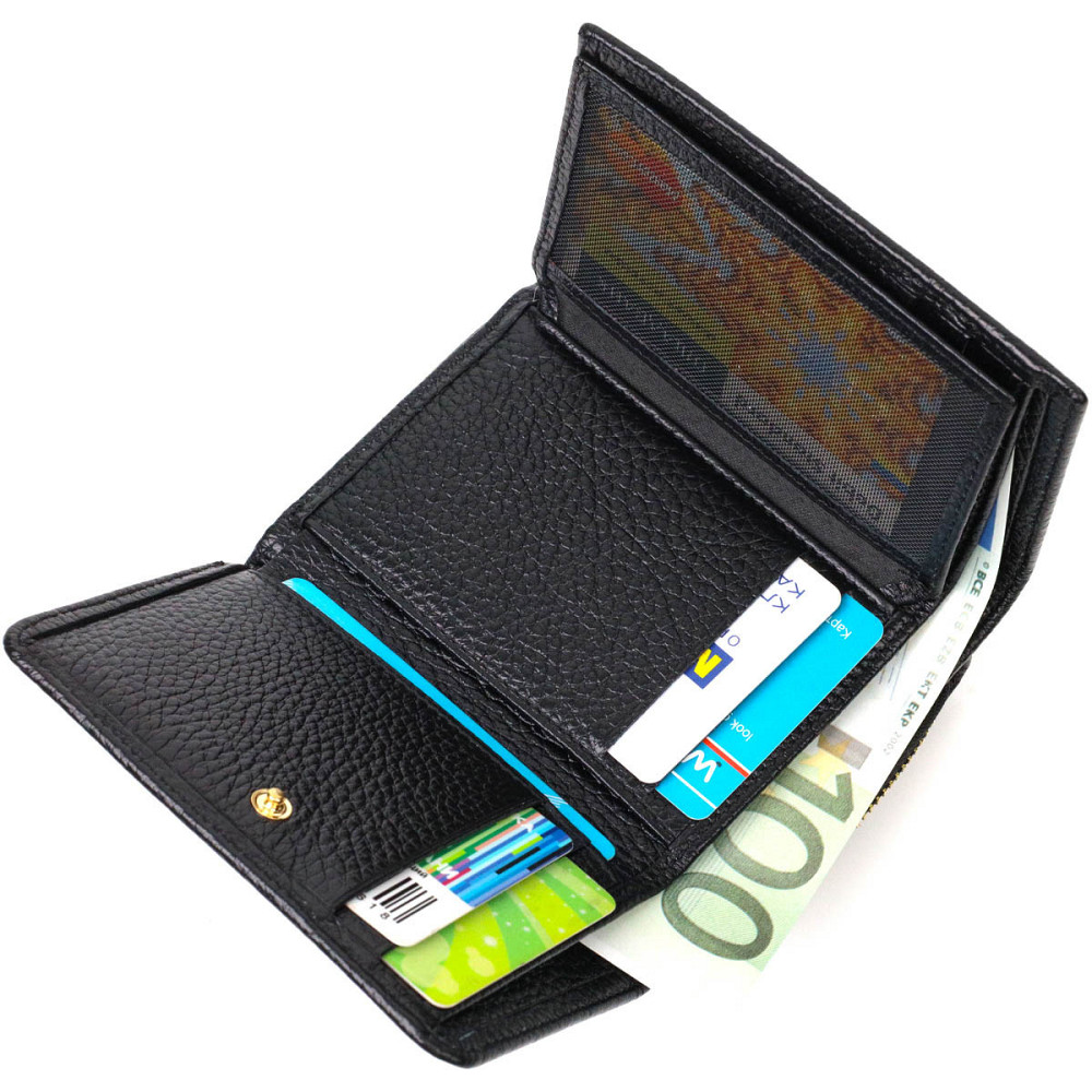 Женское портмоне в три сложения из натуральной кожи Tony Bellucci 22024 Черный Киев - изображение 6