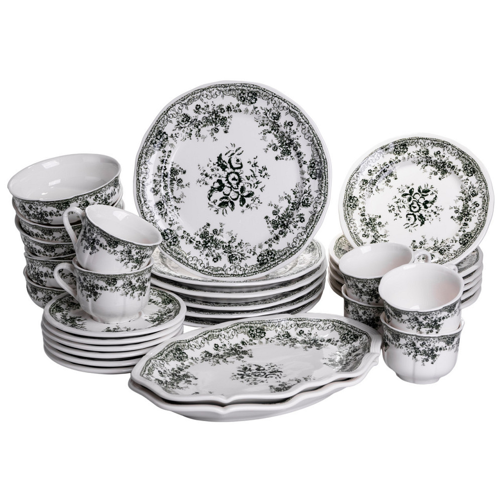 Столовий набір посуду 32 предмети на 6 осіб Vintage Elegant порцеляновий Чорний YY78-7A Київ - фото 1