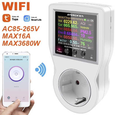 Умная розетка Atorch THS1 WiFi + термостат, ваттметр, вольтметр, энергометр + выносной термостат Киев - изображение 3