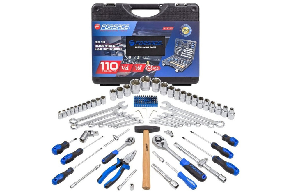 Набор инструментов 110 предметов 1/4''&1/2''(6-гран)(5-32мм) FORSAGE F-41101-5 Одесса - изображение 4