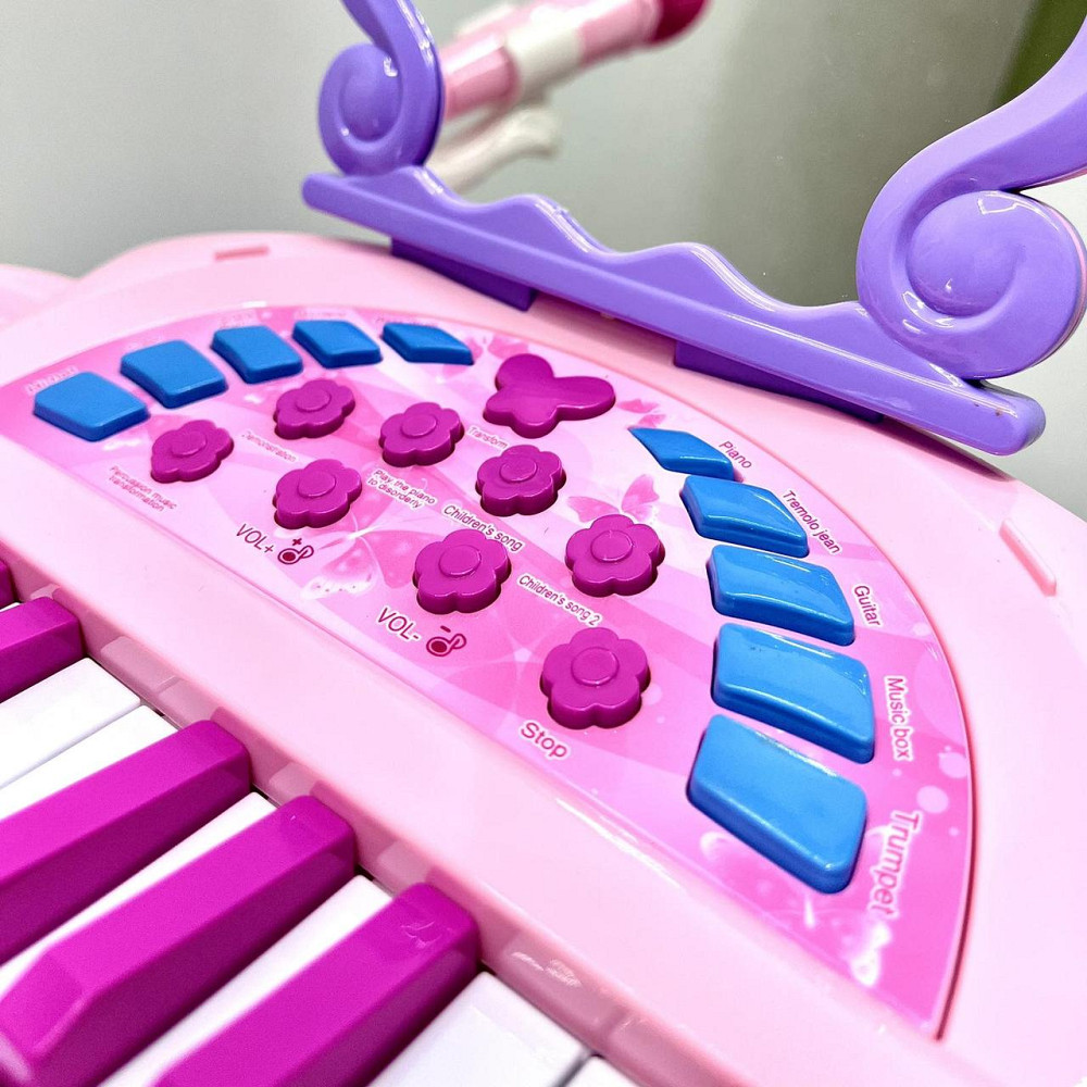 Піаніно синтезатор музичний зі стільчиком 25 клавіш з MP3 мікрофоном та регулятором гучності Рожевий (J92-01) Чернігів - фото 4