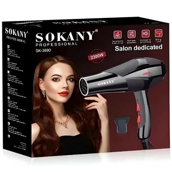 Фен для волосся HS-3890 професійний 2300Вт з концентратором, 3 швидкості, 2 режими температури, петля Одеса - фото 3