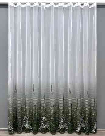 Тюль VR-Textil 1751т Нейлон з принтом Зелений з білим 350х270 см (42-0983) Київ