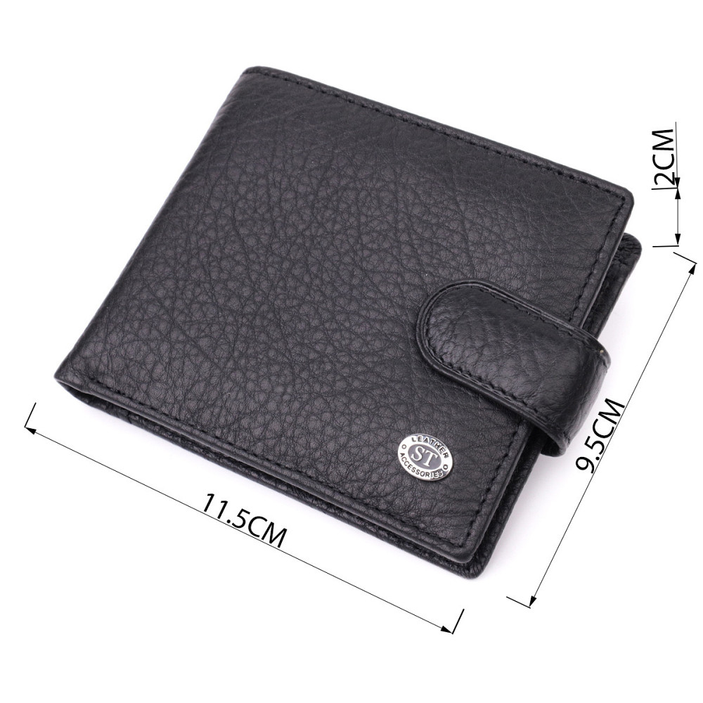 Мужской бумажник удобного размера из натуральной кожи ST Leather 22471 Черный Киев - изображение 7