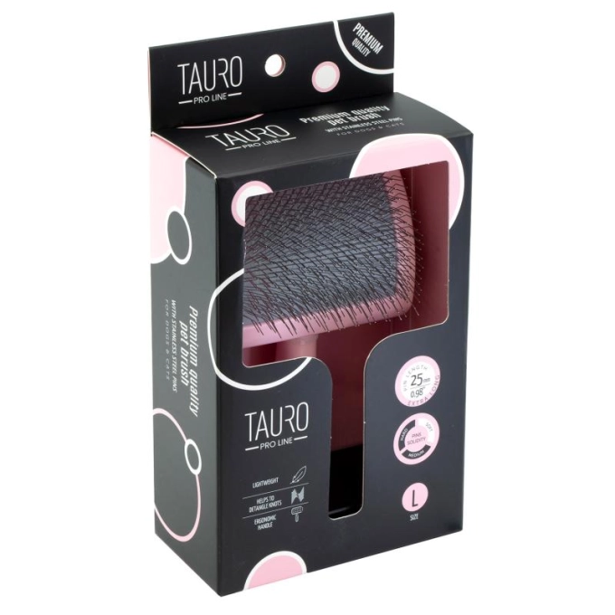 Tauro Pro Line Royal Щітка пластикова тонкі та м'які зубчики з нержавіючої сталі 25 мм, рожева, мала 15,5 x 10,2 x 6,2 см Київ - фото 3