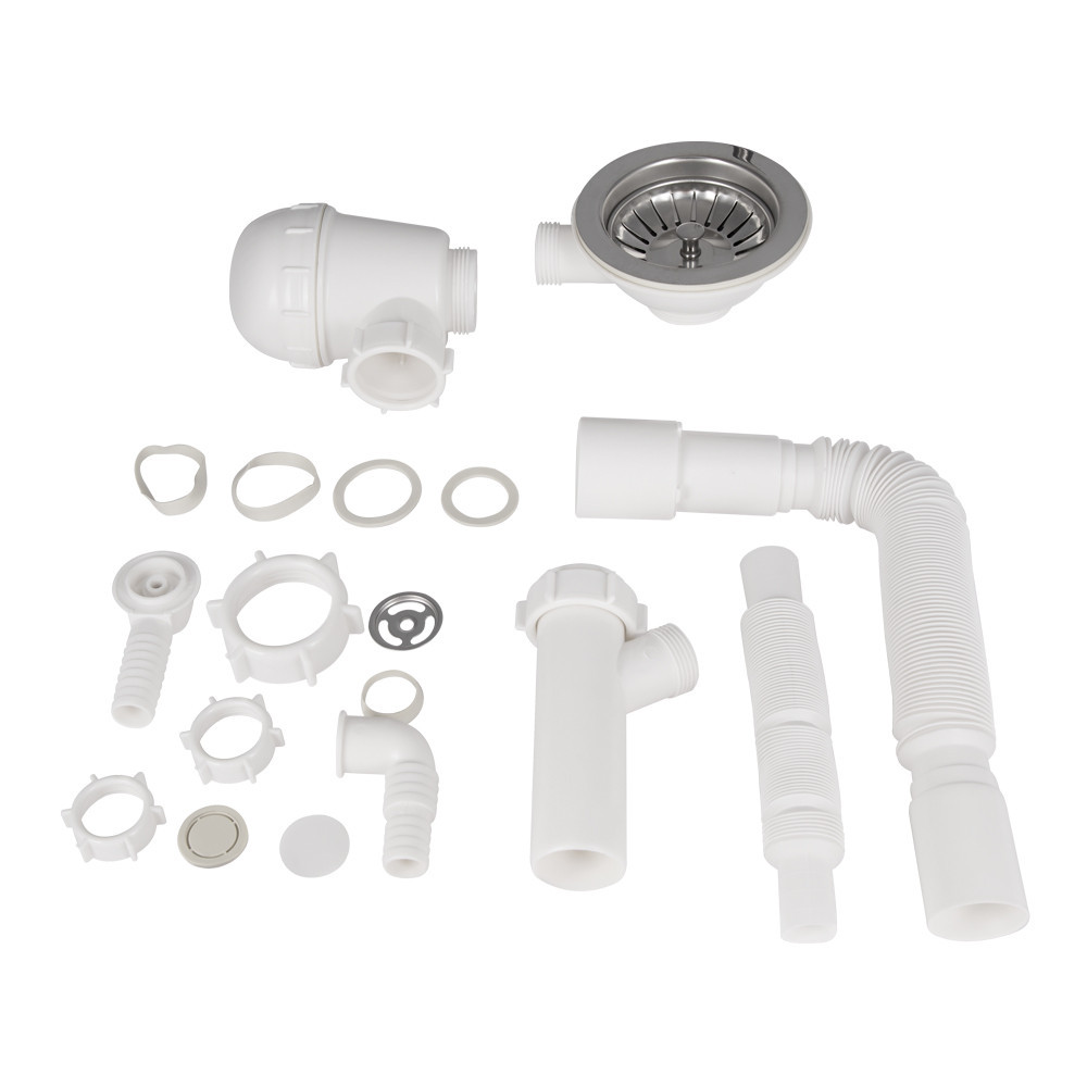 Сифон для кухонної мийки Lidz (WHI) 60 08 E001 01 ECO з круглим переливом (вихід 50 мм) Київ - фото 3