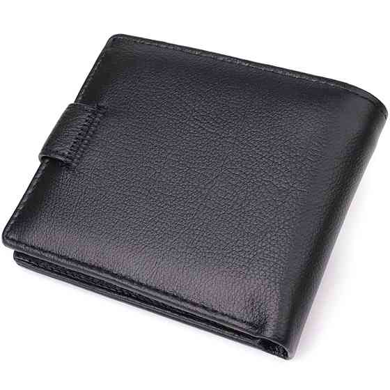Класичний чоловічий гаманець горизонтального формату із натуральної шкіри ST Leather 23094 Чорний Київ