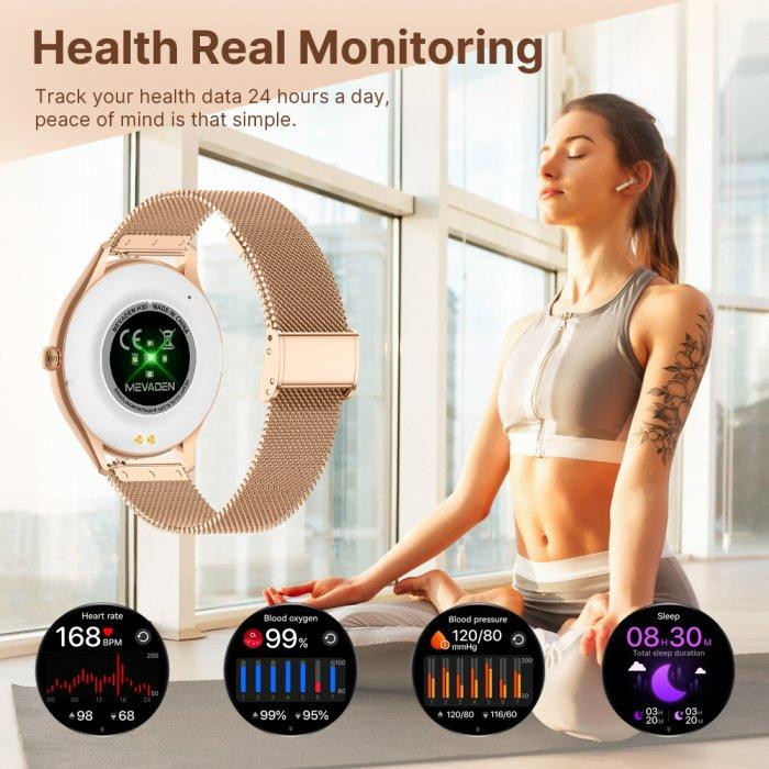 Женские умные наручные часы Smart Milano Gold Rubber 2 ремешка Винница - изображение 7