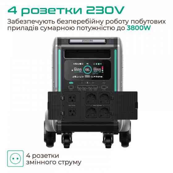 Зарядна станція Zendure SuperBase V4600 Black (4608 Вт/г) 3800Вт UPS LiFePo4 GridFlow WIFI/BT Киев