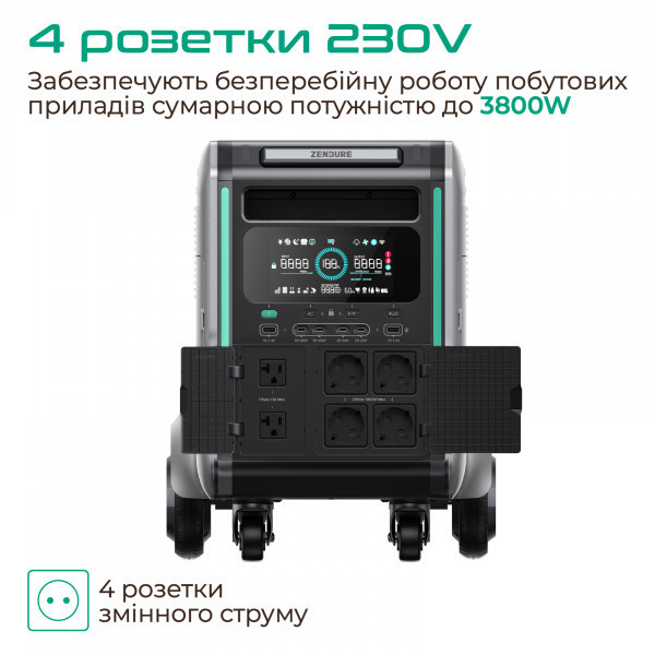 Зарядна станція Zendure SuperBase V4600 Black (4608 Вт/г) 3800Вт UPS LiFePo4 GridFlow WIFI/BT Київ - фото 2