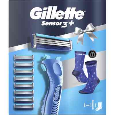 Набір косметики Gillette Станок для гоління чоловічий Sensor3 + Comfort з 8 змінними картриджами + Шкарпетки (8006530050715) Вінниця