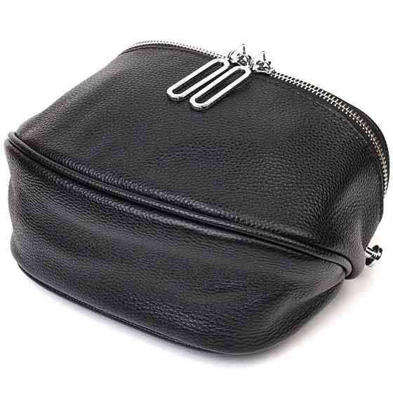 Оригінальна жіноча сумка через плече з натуральної шкіри 22122 Vintage Чорна Київ