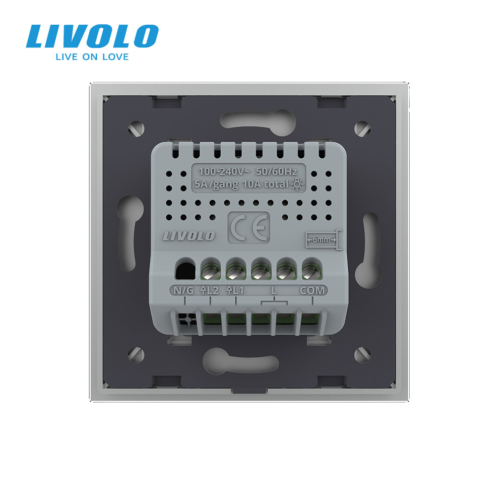 LIVOLO Сенсорний прохідний / перехресний вимикач LIVOLO, 2-сенсорний, сірий матове скло, 5А 230 Коломия - фото 5