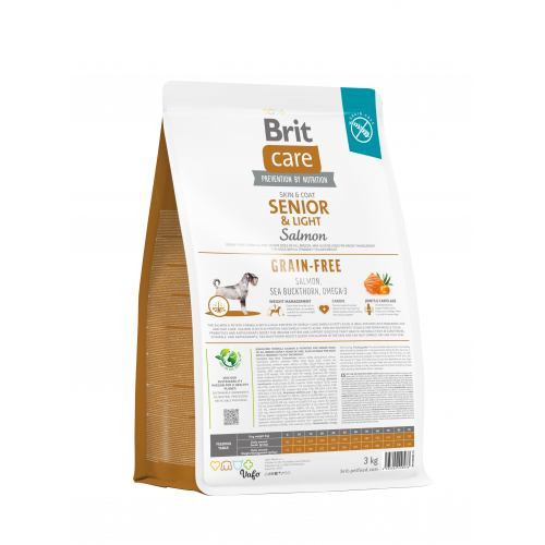 Корм сухой Brit Care Dog Grain-free Senior and Light для стареющих беззерновых собак с лососем 3 кг Киев - изображение 3