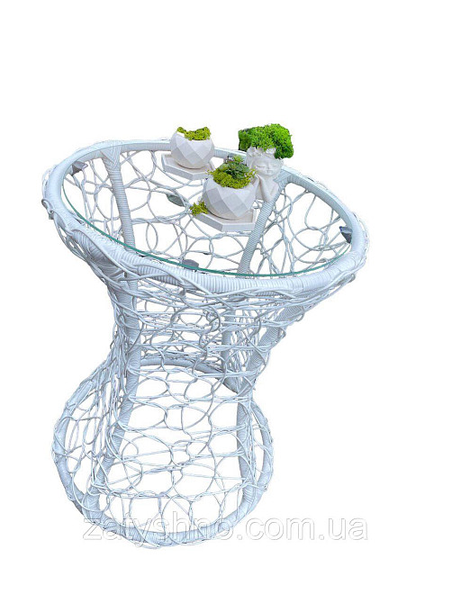 Столик из ротанга круглый белый Киев - изображение 6