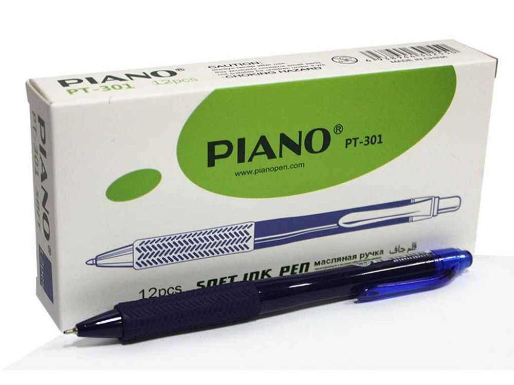 Ручка масляна синій 0,7мм автомат PT-301 ТМ PIANO Киев - изображение 1