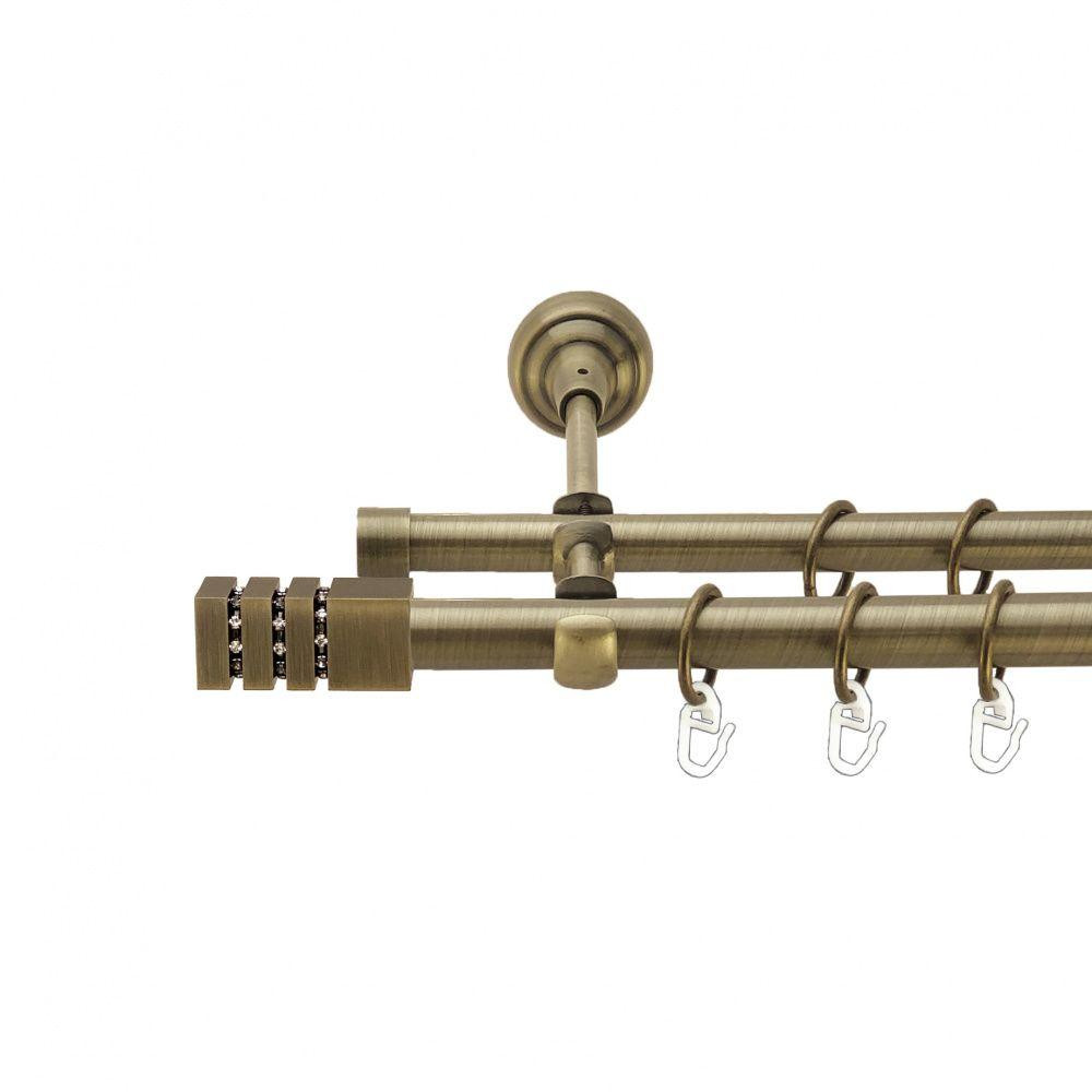 Карниз Orvit Ацтека металевий дворядний відкритий гладка труба кільце металеве Антик 19\16 мм 300 см (00-00013299) Львів - фото 1