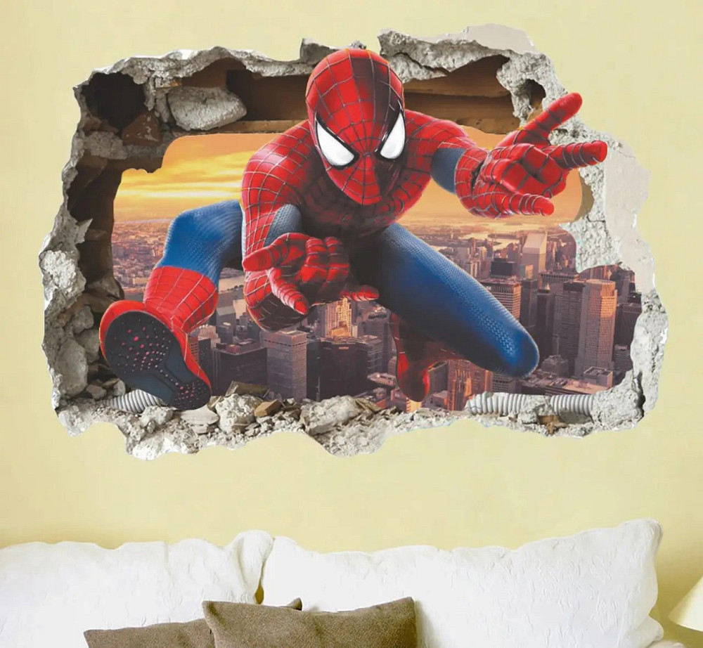 Наклейка вінілова дитяча «Людина-Павук» для дитячої кімнати хлопчиків з 3D ефектом 50х70 см Кам'янець-Подільський - фото 2