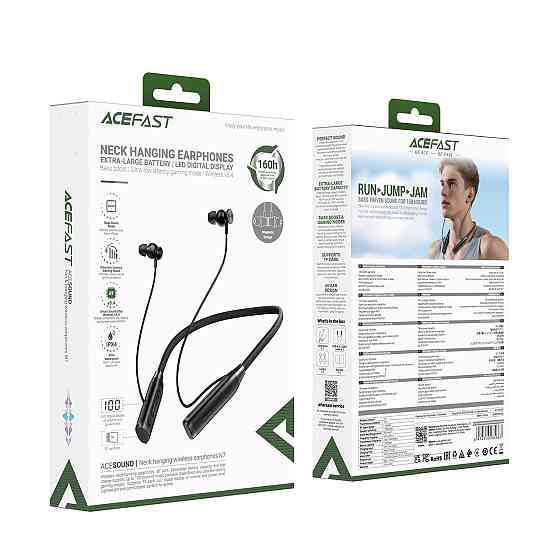 Беспроводные спортивные наушники ACEFAST N7 neck hanging wireless earphones Black Одесса