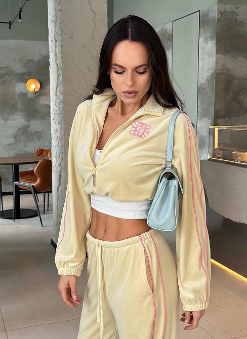 Женский стильный повседневный влюровый костюм двойка Лимонный, 46/48 Одесса - изображение 3