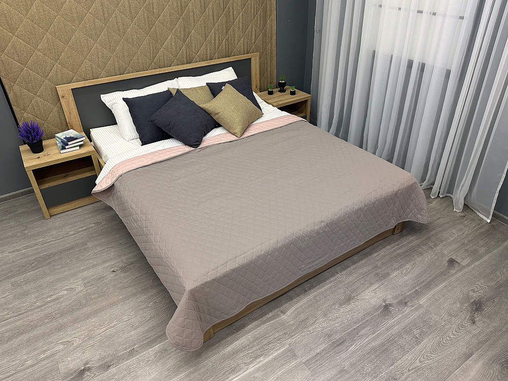 Покрывало двустороннее Decorator Microfiber ромб 215x240 см какао с розовым (85-139) Киев - изображение 3