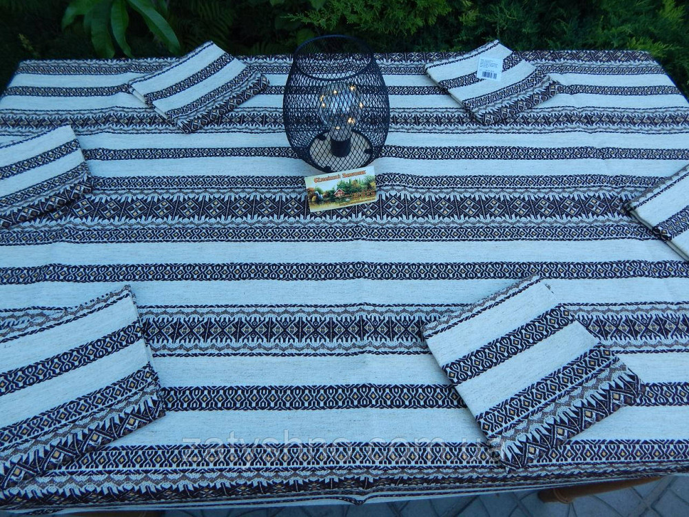 Кавова скатертина з сетами на льону 230×140 Київ - фото 2