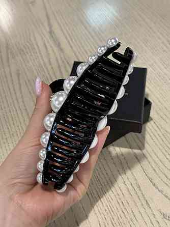 Крабик для волосся Шанс чорний із перлинами Одеса