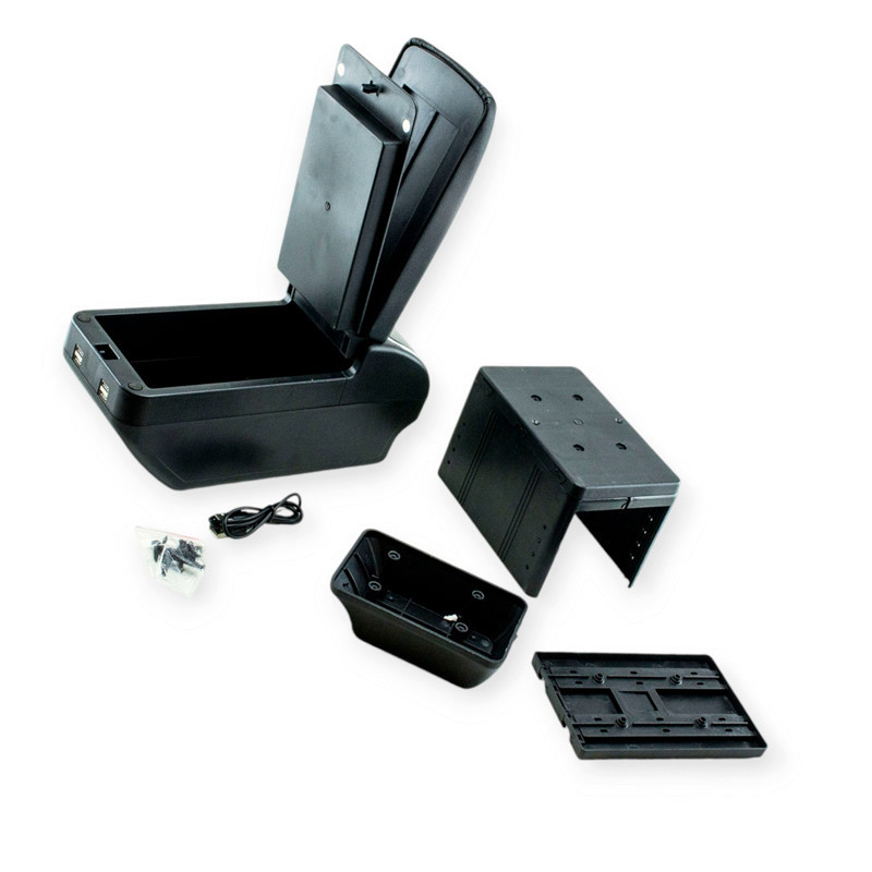 Подлокотник - универсальный пластик/кожзам milex сдвижной с подстаканником, 4 usb черный Мукачево - изображение 1