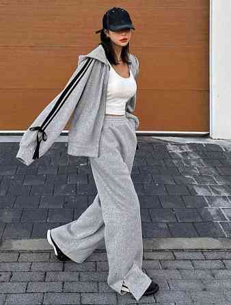 Женский прогулочный оверсайз костюм двойка: худи и штаны двунитка Одесса