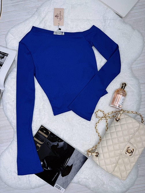 Женский стильный лонгслив с открытым плечом турецкий микродайвинг Электрик, 46/48 Одесса - изображение 1