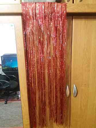 Дощик для ялинки з голограмою 1 м на 10 см червоний Київ