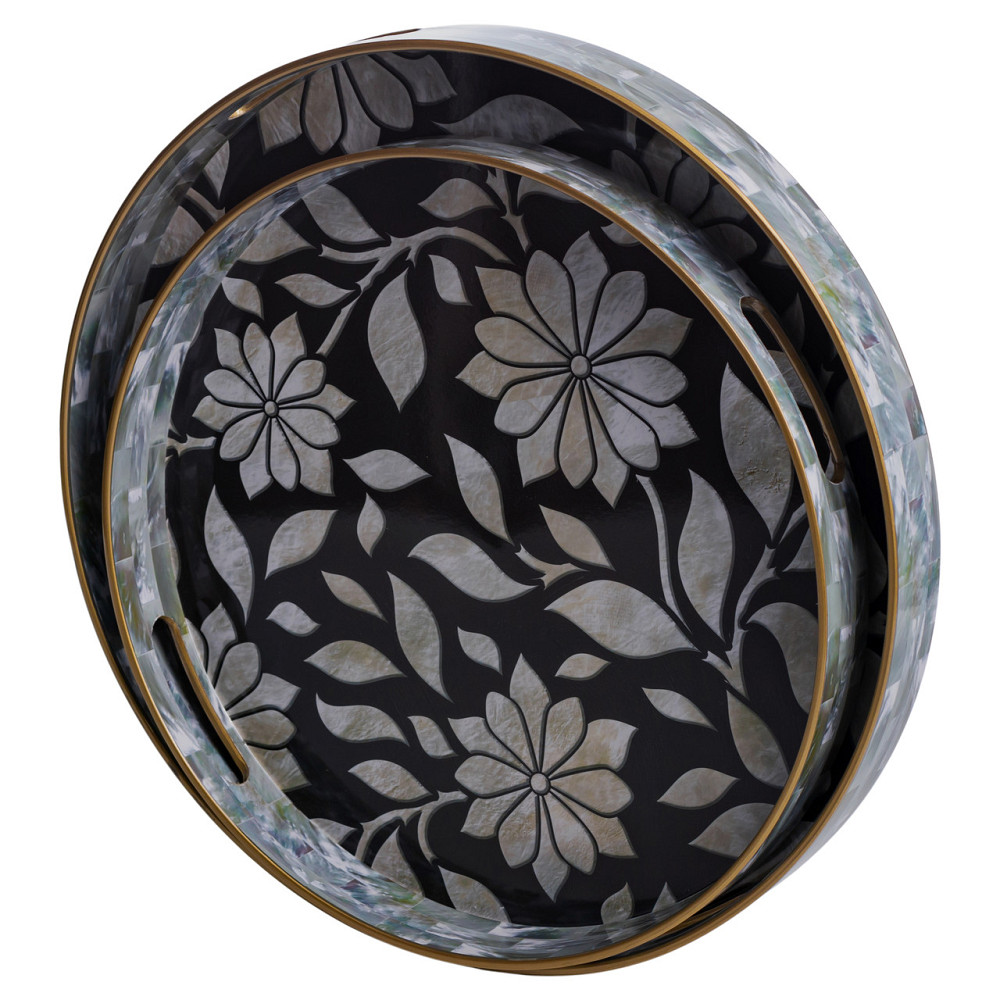 Yiwu Набір круглих підносів для подачі їжі 2 (шт) Ø32.5 / 37 (см) гарні декоративні таці для ку Коломыя - изображение 2