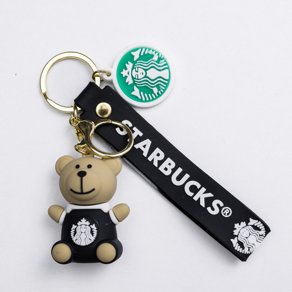 Дитячий брелок Ведмедик Старбакс 3,5×4,5 (см) для ключів, на сумку та рюкзак Чорний HP-55-26BB Коломыя - изображение 1