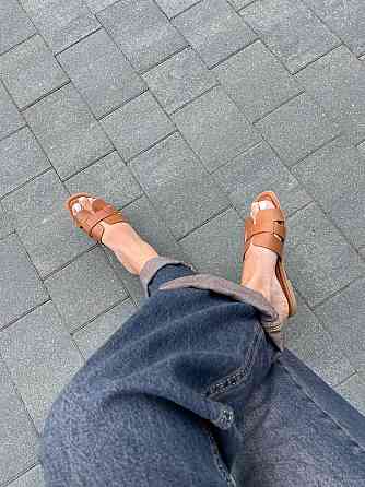 YES MILE Стильні шльопанці жіночі еко-шкіра на плоскій підошві коричневі YES MILE SF-16 р. 36-4 Коломия